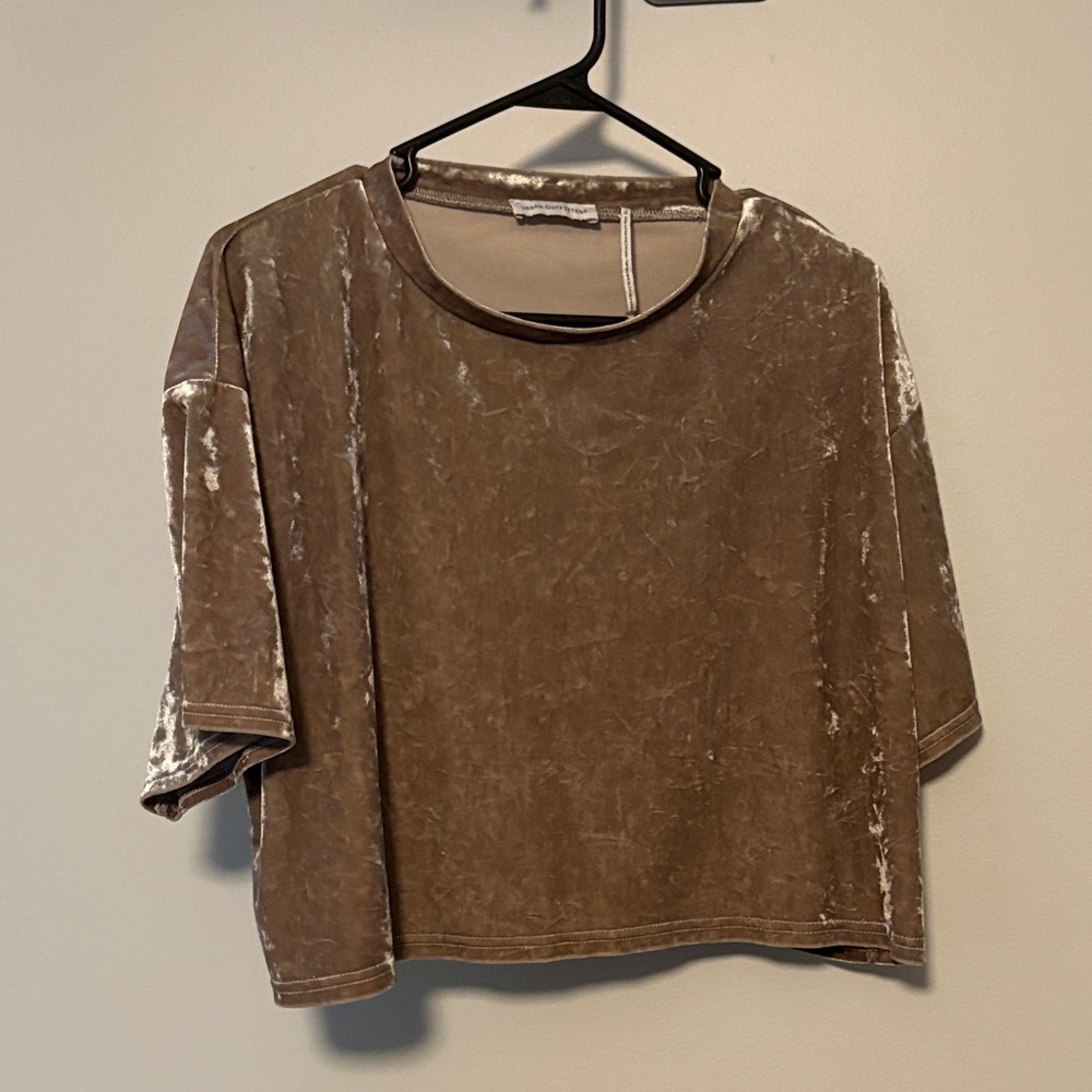 Urban Outfitters Velvet Short Sleeve Tee - Brown